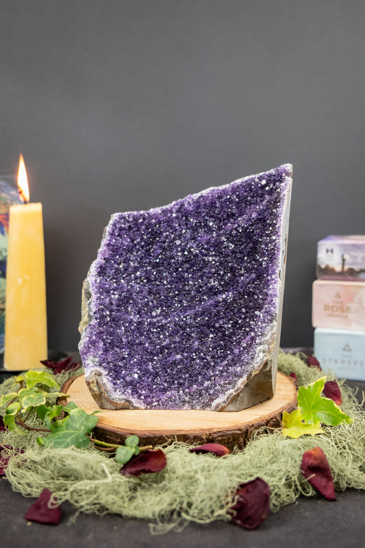 Uruguay Amethyst Cluster, Dark Purple Drusy Crystal Stone for Protection and Spiritual Growth, Ethically Sourced from Uruguay