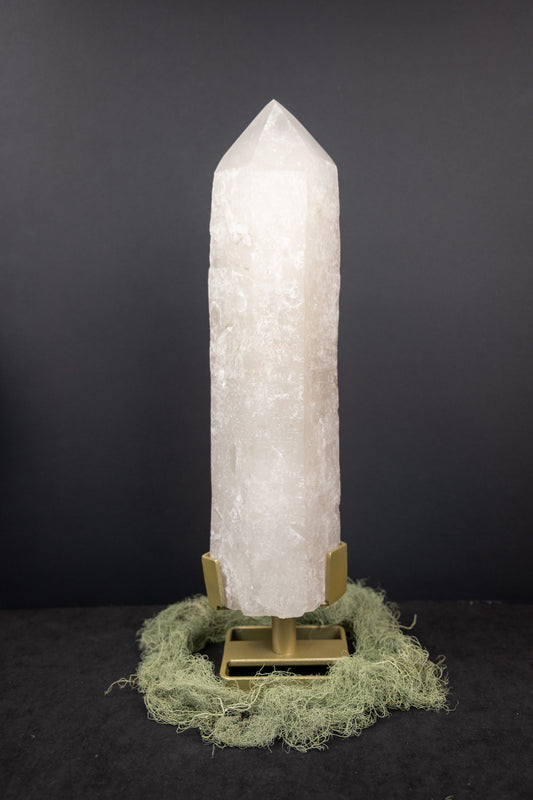 Goddess Quartz Point on Custom Stand, Natural Quartz Crystal for Divine Feminine Energy and Inner Strength, Ethically Sourced from Brazil