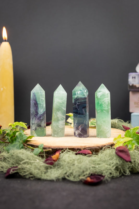 Feather Fluorite Crystal Point, Natural Fluorite Stone for Mental Clarity Focus and Emotional Balance