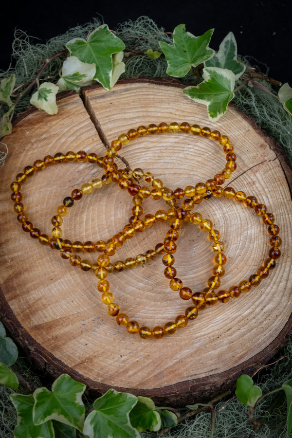 Amber Bracelet for Calm Confidence, Ancient Wisdom, Natural Gemstone Jewellery, Baltic Amber Stone for Clarity and Vitality