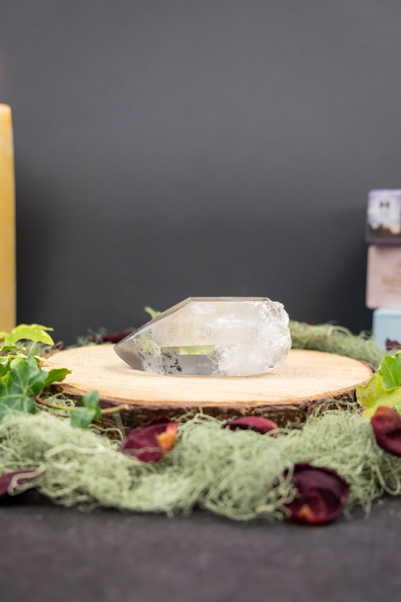 Phantom Lemurian Quartz Point, High Clarity Crystal with Internal Phantom Formation, Self Healed Base and Rainbow Light