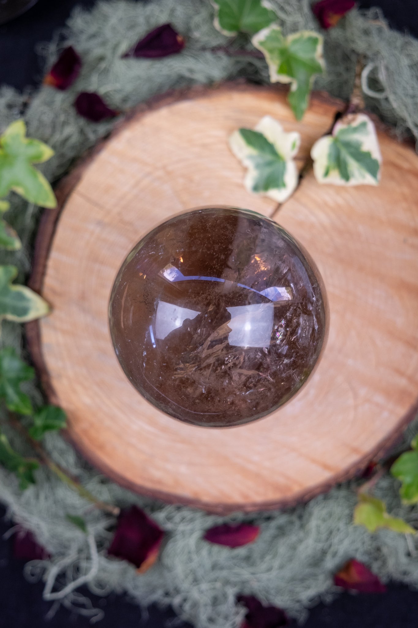 Smokey Quartz Sphere, Brazilian Crystal Ball for Grounding and Protection, Ethically Sourced