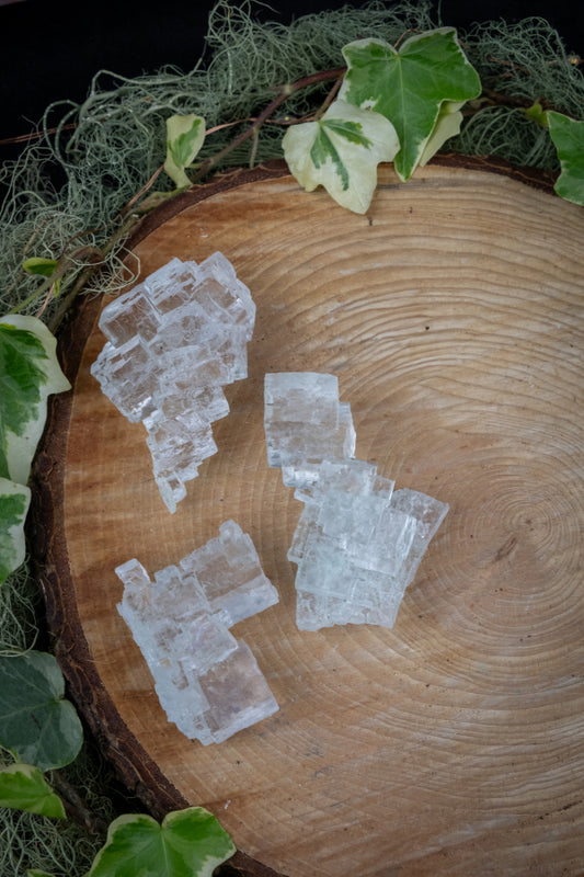 Polish Halite Crystal, Raw Salt Stone for Purification, Clarity, Energy Cleansing, Crown Chakra & Water Element Rituals