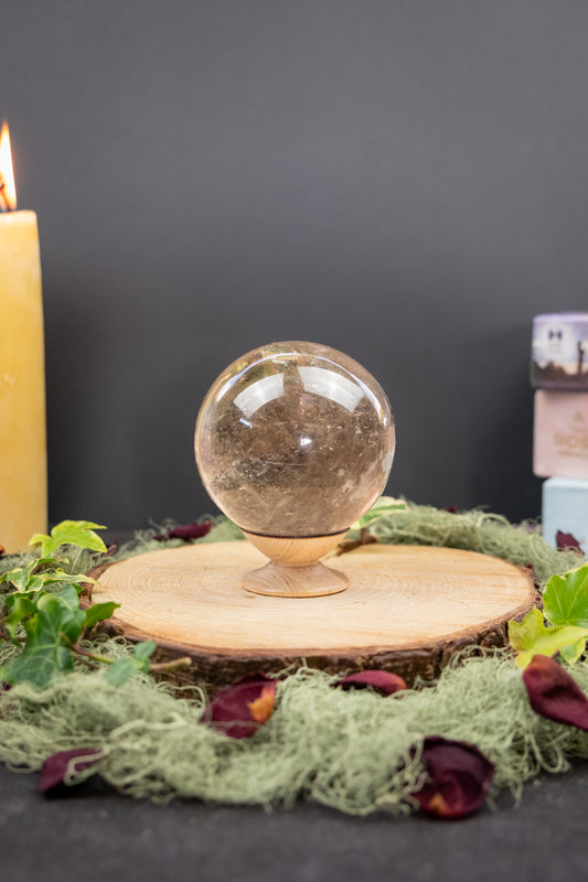 Smokey Quartz Sphere, Brazilian Crystal Ball for Grounding and Protection, Ethically Sourced
