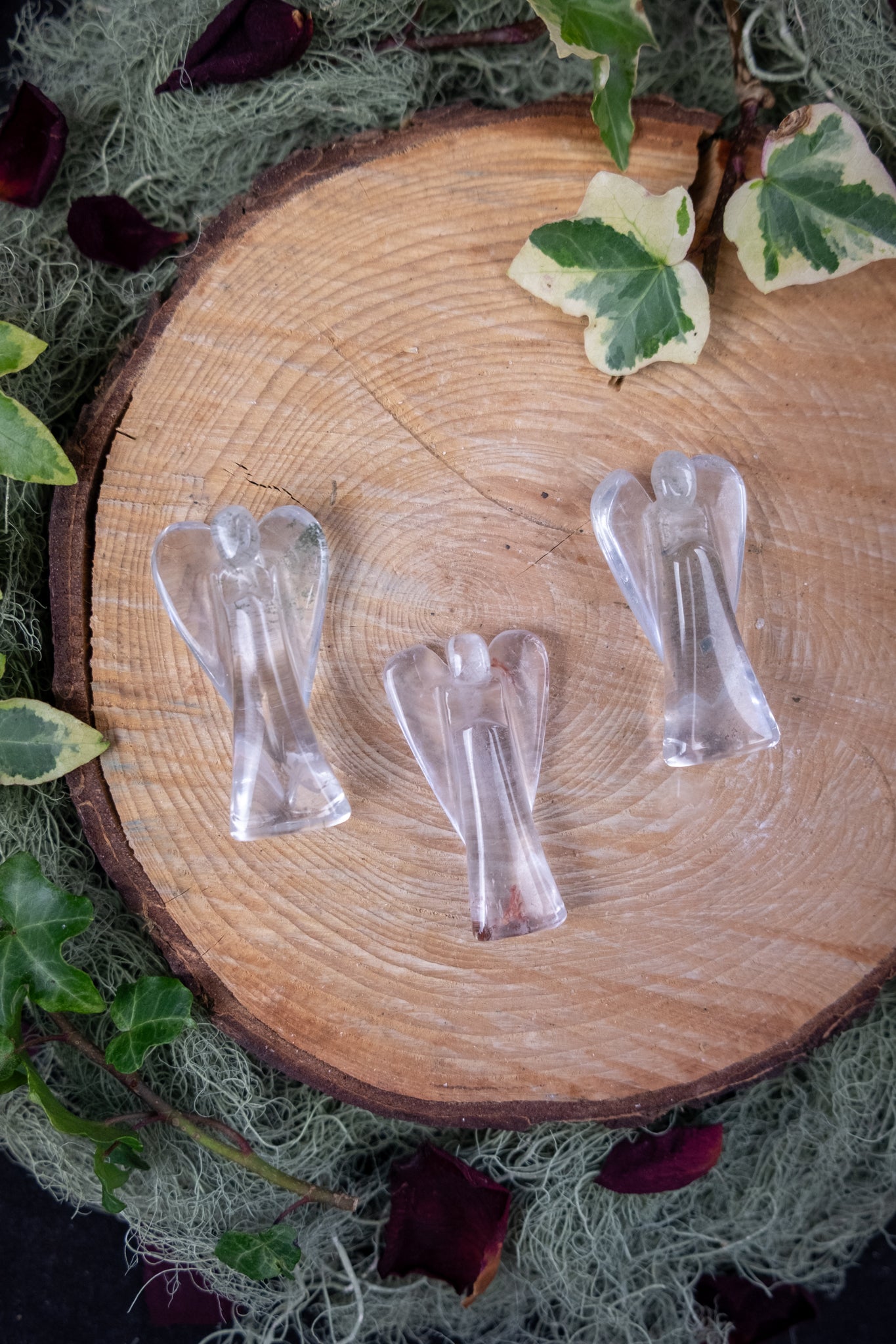 Lemurian Quartz Angel Carving, Included Lemurian Crystal Angel with Natural Inclusions, Spiritual Guidance Stone from Brazil