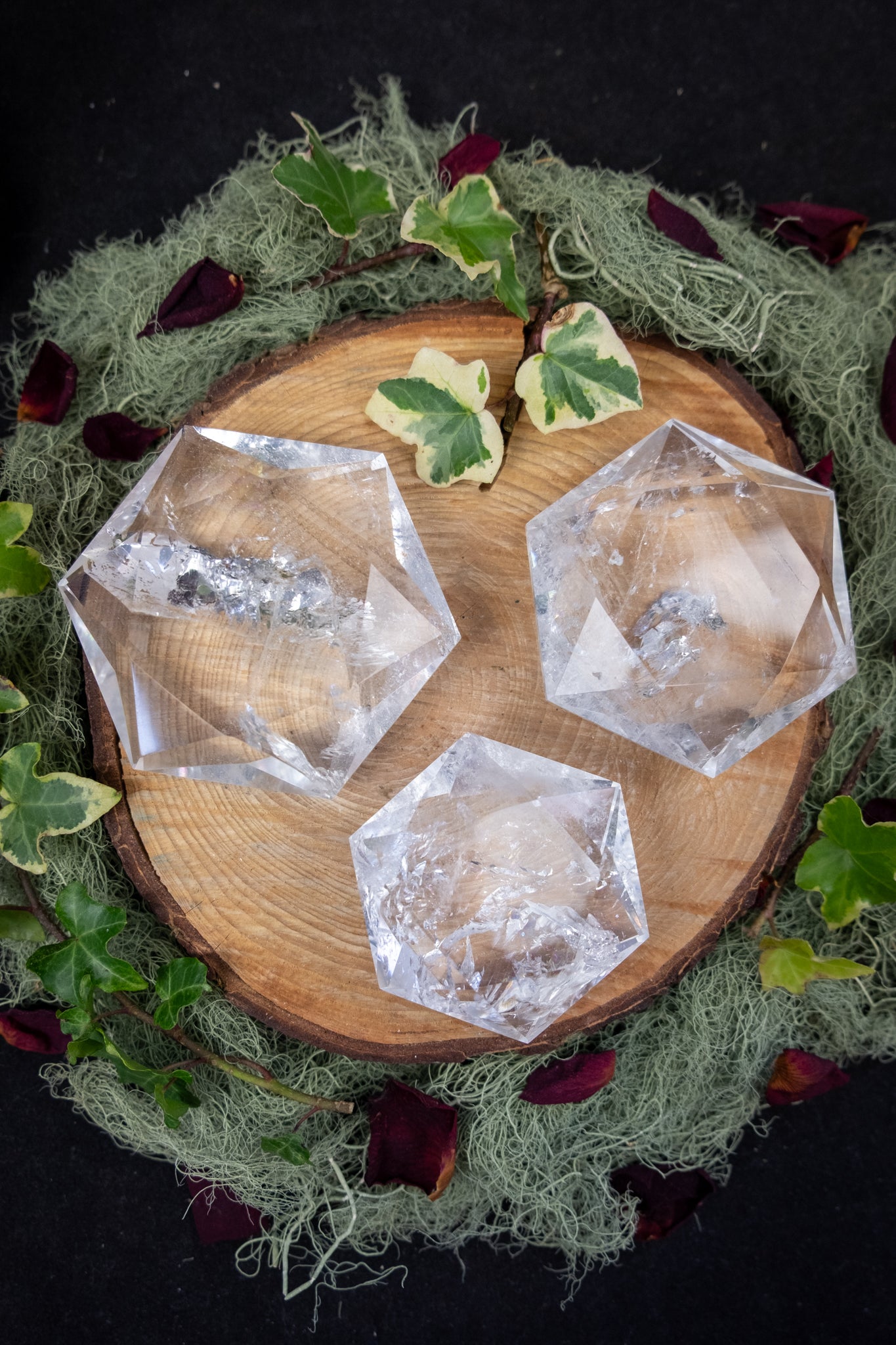 High Grade Lemurian Quartz Seal of Solomon Carving, Brazilian Clear Quartz Crystal, Sacred Geometry Stone for Clarity Protection and Alignment
