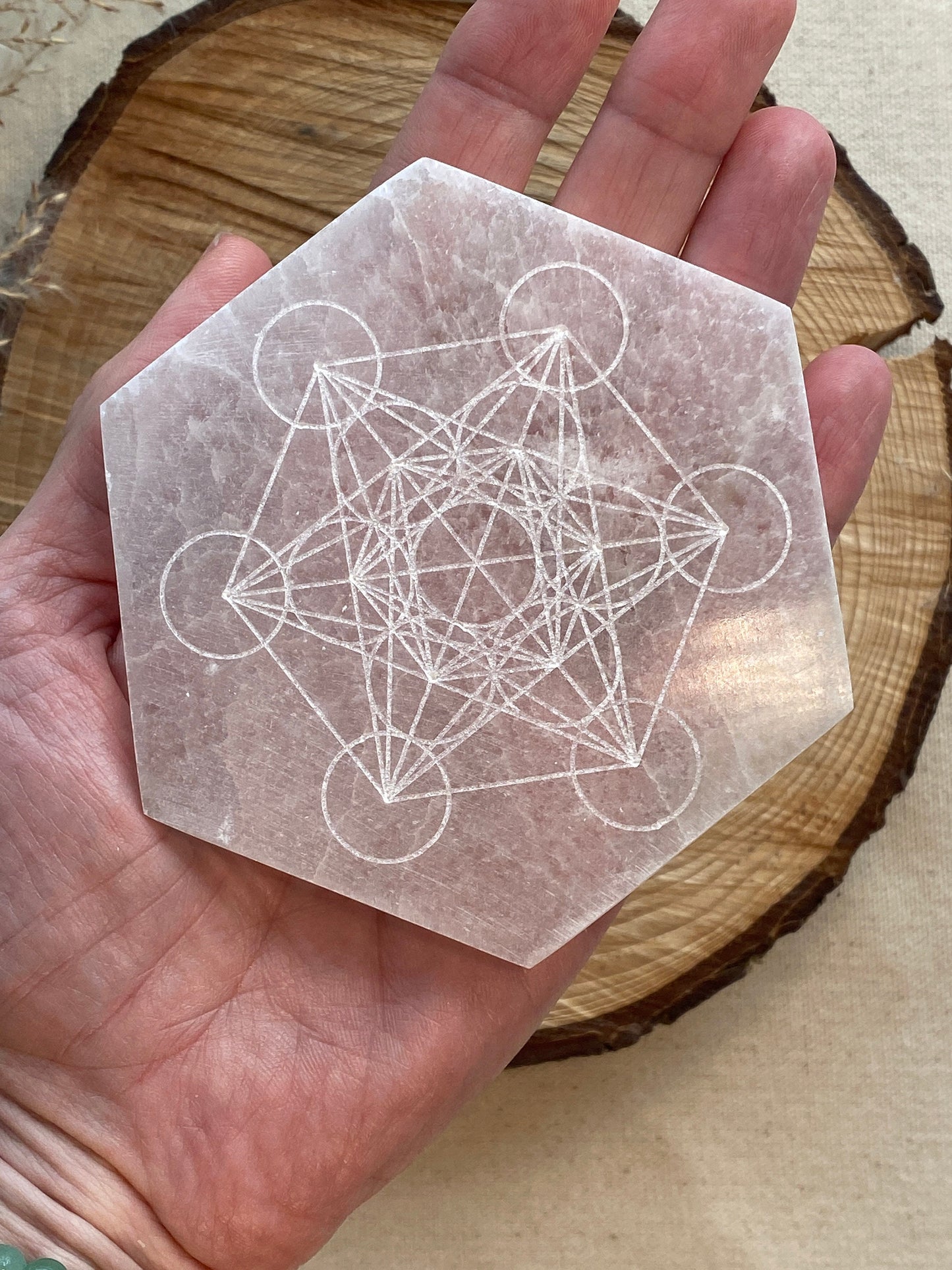 Selenite crystal Metatron charging plate, Crystal for empowerment, Crystal grid, Cleansing crystal, Sacred Geometry