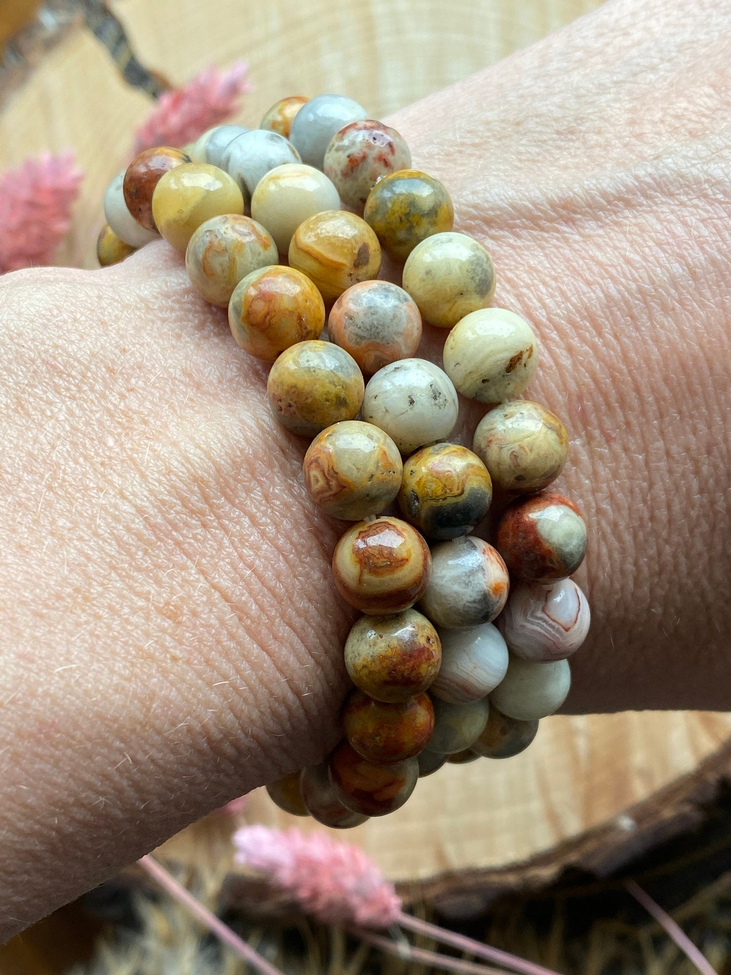 Crazy Lace Agate Crystal Bracelet, Crystal for joy, protection, healing from trauma