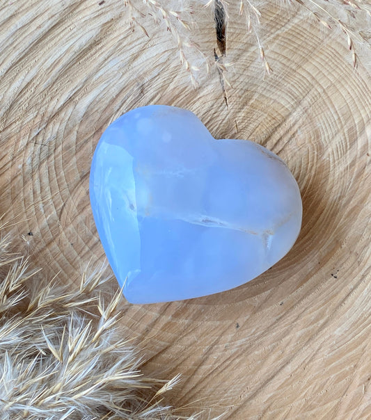 Blue Chalcedony Crystal Heart, Nurturing crystal, Promotes Peace, Self Reflection, Encourages stillness and calm