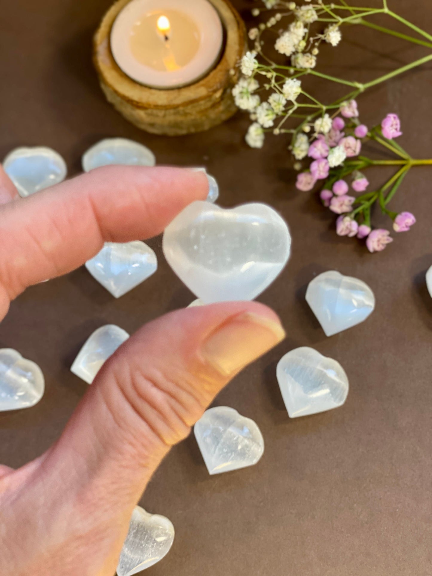 Selenite crystal heart (small) pocket treasure crystal.