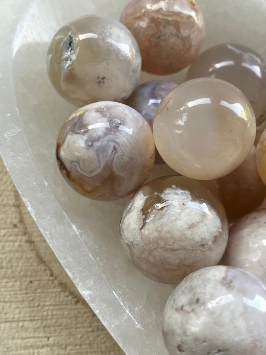 Flower Agate Crystal Mini Sphere, Crystal for transformation, Personal growth, Manifestation