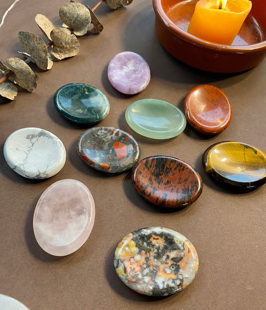 Crystal worry stones, Thumb stone, Anti anxiety tool, Meditation Crystal.
