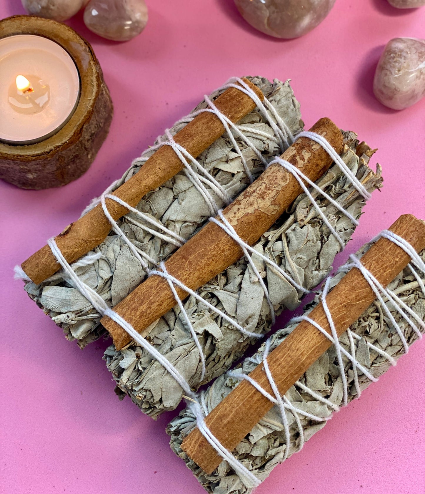 Sage and cinnamon smudge stick, Cleanse your aura, home and crystals, Abundance ritual, Burn cinnamon for prosperity