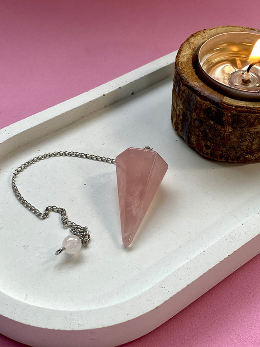 Rose Quartz Crystal Pendulum, Divination tool, pendulum for dowsing, Crystal to connect to intuition, Crystal to enhance clairvoyance.