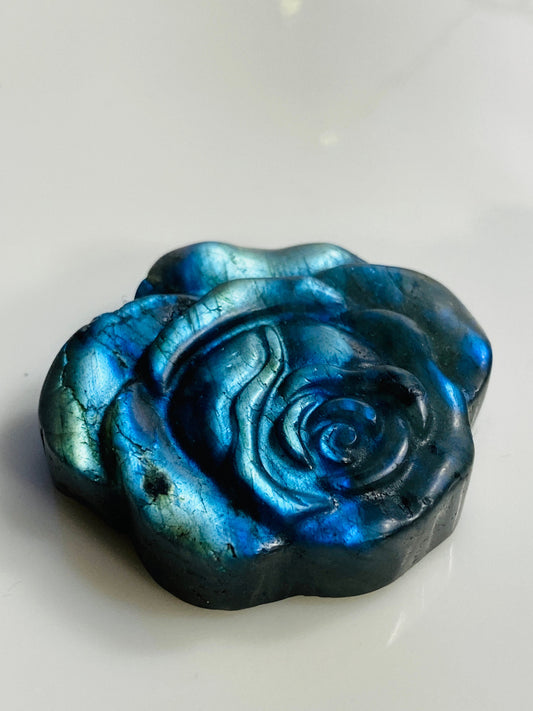 Labradorite, hand carved rose crystal, Crystal for love, peace and harmony, Friendship crystal