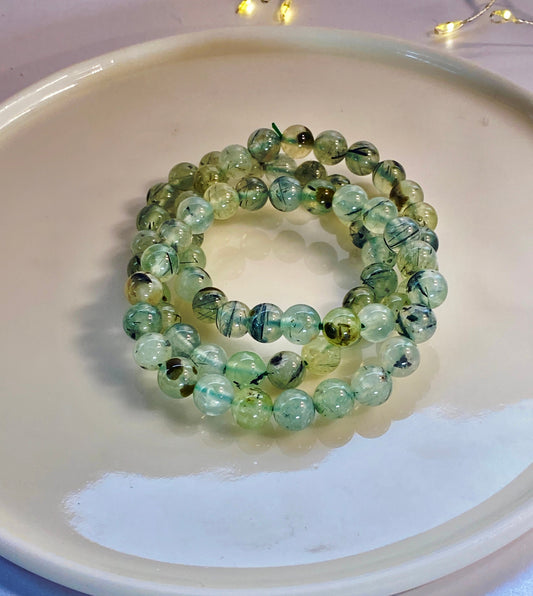 Prehnite Crystal Bracelet, Crystal for inner peace, calm, anxiety and depression