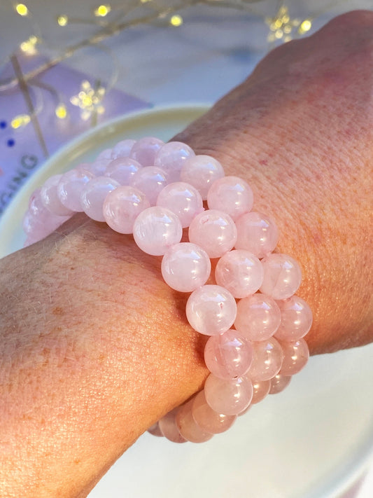 Rose quartz crystal bracelet, Crystal for self love, Self care, Heart healing.