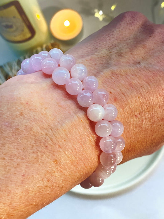 Kunzite crystal bracelet, Crystal for joy, love and  to overcome heartbreak