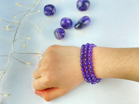 Children's Amethyst crystal bracelet, Helps with sleep issues, Prevent nightmares, Calming and soothing crystal